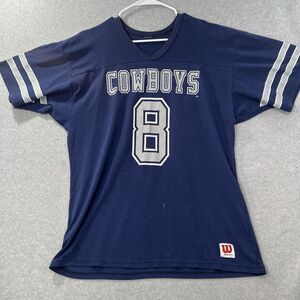 90's Dallas Cowboys 8 XL* Wilson COTTON Football Jersey Crackling